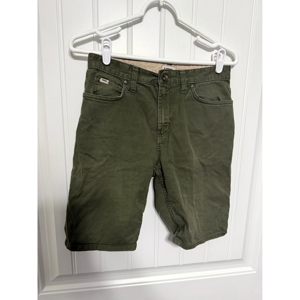 Vans Chino Shorts Mens 28 Olive Green Flat Front Five Pocket Twill Skate Utility